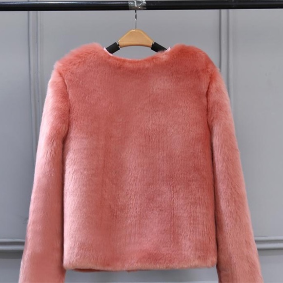 Rose Pink Faux Fur Coat - Picture 3 of 4